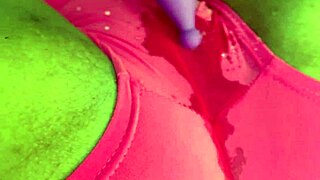 Ebony babe squirts hard through shorts, full video on xvideos red