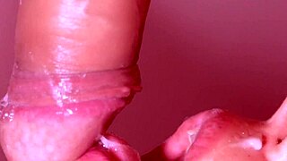 japanese wife giving a close-up blowjob and getting cum in mouth