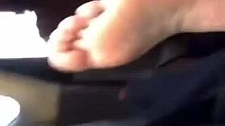 cute japanese girl shows off her toes in hidden footage