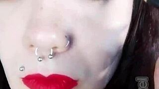 Backstage, The Hot Brunette Submits To Fetish Play