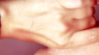 japanese wife giving a close-up blowjob and getting cum in mouth