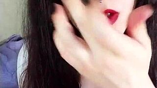 Backstage, The Hot Brunette Submits To Fetish Play