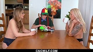 Spoiled boy says, 'Give me that pussy now,' to his two freeuse MILF caretakers