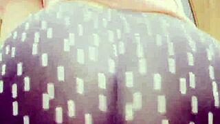 sexy blonde shows off big natural tits and ass in leggings