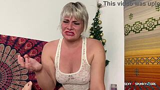 christmas cumshot compilation with shaved pussy facials and swallows