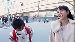 Petite Japanese babe with perky tits rides hard for intense orgasm. Gets triple cumshot inside and out