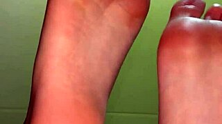 White girl shows feet in socks for cash