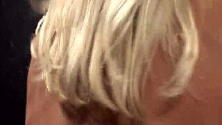 Blonde stripper with big boobs and fishnets sucks and fucks