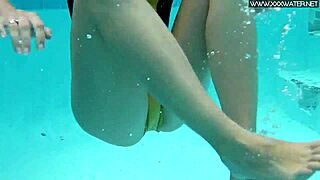 Intense blowjob by the poolside