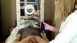 Russian beauty demonstrates shaving technique before intimacy