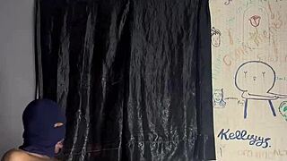 The ebony man with a huge curved dick engages in intimate activities.