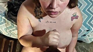 BBW Sucks Boyfriend's Cock for Anniversary Celebration.