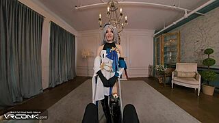 vr conk skinny bronya in stockings moans while getting banged with deepthroat blowjob in honkai parody