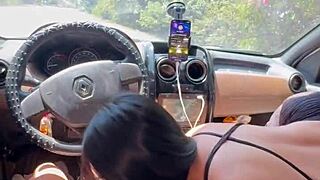 Beautiful latina with big ass fucks in stranger's car 😍