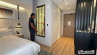 that horny milf nina dolci catches the bellboy slowly stroking his cock