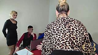 office trailer turns crazy with quickie and facial