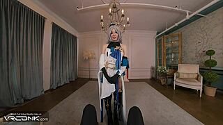 vr conk skinny bronya in stockings moans while getting banged with deepthroat blowjob in honkai parody