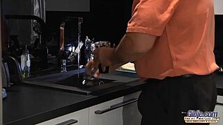 sexy redhead sucks old man's cock then fucks and swallows cum