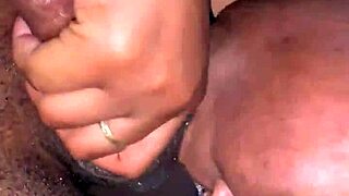 ebony sucking wet black cock in sloppy blowjob 😏