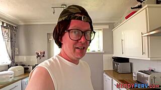 leeds nerd fingerbangs skinny brit, first time and all, tricked into it kinda