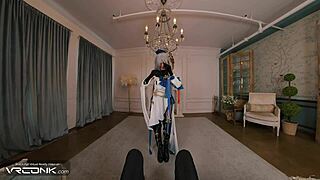 vr conk skinny bronya in stockings moans while getting banged with deepthroat blowjob in honkai parody