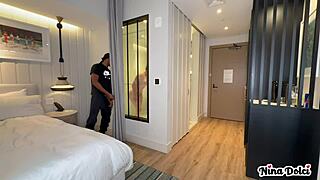 that horny milf nina dolci catches the bellboy slowly stroking his cock