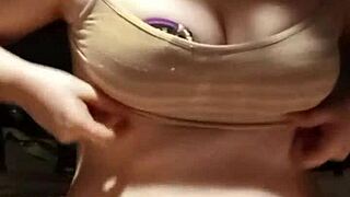 Homemade video of a horny wife pleasuring her wet pussy solo