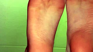 White girl shows feet in socks for cash