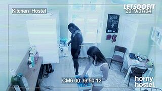 alya stark, russian teen 18+, drilled by black roommate in dorm kitchen