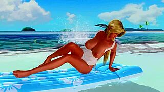 Tanned girl strips down to panties and goes nude