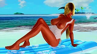 Tanned girl strips down to panties and goes nude