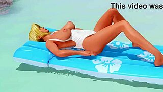 Tanned girl strips down to panties and goes nude