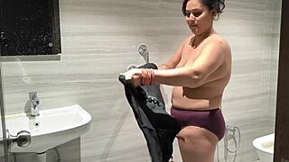 I watch Puja Baby lick big cock in morning shower, mmm