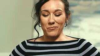 Petite MILF Footfucks Blonde Neighbor's Pussy