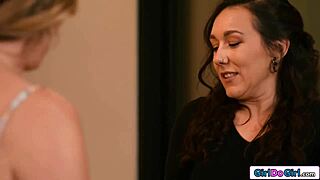 Petite MILF Footfucks Blonde Neighbor's Pussy