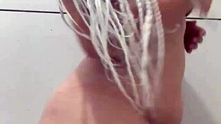 Brazilian amateur with big natural tits dances and gives jerk off instructions in the shower