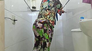 desi village taking hot bath for first time waiting for master