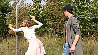 old but fit granny begs for a hardcore fuck outdoors and gets it