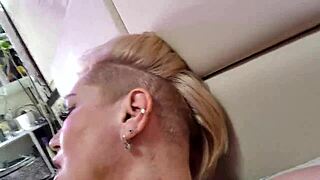 sexy housewife rides neighbor's big natural tits in cowgirl position