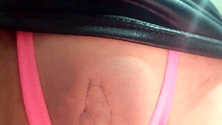 tiny panties gripping grill with swollen pussy during massage 😏