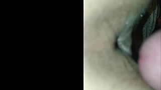 brunette moans as guy in feminine clothes fucks her anal