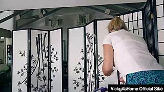 Blonde vicky vette uses a dildo to drill cristi ann's big pink pussy