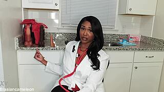 Sexy nurse Lala gives jerk off instructions in hospital