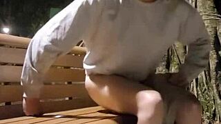 i'm shemale ting xuan, wearing a butt plug outdoors, taking off my panties for some anal fun.