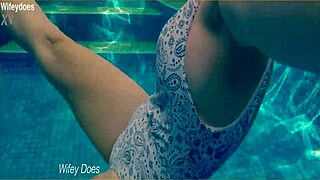 Wife Swims in Hotel Pool in Hot One Piece