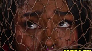 big ass ebony thief caught and punished by two big dick trannies