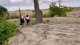 an adventure in the forest with amateurs worshipping big ass and tits outdoors