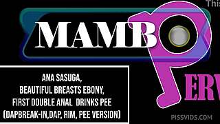 Ana sasuga's first double anal with pee drinking