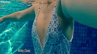 Wife Swims in Hotel Pool in Hot One Piece