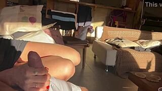 cat masturbates until cumming with cum in mouth